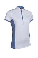 g.MAISIE Printed Panel Zip Performance Golf Shirt - White/Tahiti Mosaic
