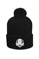 g.RYDER CUP MALABAR Ryder Cup Thermal Lined Rib Merino Golf Bobble Hat - Black