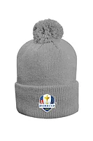 g.RYDER CUP MALABAR Ryder Cup Thermal Lined Rib Merino Golf Bobble Hat - Mid Grey Marl