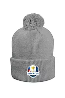 g.RYDER CUP MALABAR Ryder Cup Thermal Lined Rib Merino Golf Bobble Hat - Mid Grey Marl