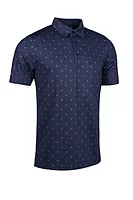 g.MARCO All Over Trophy Print Performance Polo Shirt - Navy/Gold
