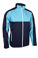 s.MATTERHORN Chest and Sleeve Panel Waterproof Golf Jacket - Navy/Aqua/White