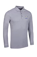 g.RYDER CUP MAX Ryder Cup Long Sleeve Performance Pique Golf Shirt - Light Grey Marl