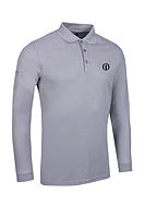 g.THE OPEN MAX The Open Long Sleeve Performance Pique Golf Shirt - Light Grey Marl