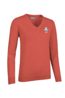 g.RYDER CUP MAYA Ryder Cup V Neck Merino Lightweight Golf Sweater - Apricot