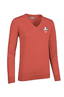 g.RYDER CUP MAYA Ryder Cup V Neck Merino Lightweight Golf Sweater - Apricot