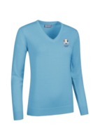 g.RYDER CUP MAYA Ryder Cup V Neck Merino Lightweight Golf Sweater - Aqua