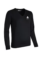 g.RYDER CUP MAYA Ryder Cup V Neck Merino Lightweight Golf Sweater - Black