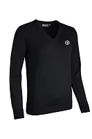 g.THE OPEN MAYA The Open V Neck Merino Lightweight Golf Sweater - Black