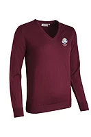 g.RYDER CUP MAYA Ryder Cup V Neck Merino Lightweight Golf Sweater - Bordeaux