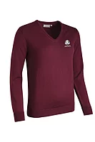 g.RYDER CUP MAYA Ryder Cup V Neck Merino Lightweight Golf Sweater - Bordeaux