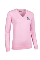 g.RYDER CUP MAYA Ryder Cup V Neck Merino Lightweight Golf Sweater - Candy