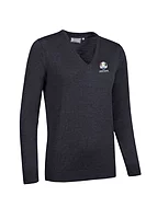 g.RYDER CUP MAYA Ryder Cup V Neck Merino Lightweight Golf Sweater - Charcoal Marl
