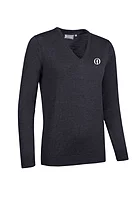 g.THE OPEN MAYA The Open V Neck Merino Lightweight Golf Sweater - Charcoal Marl
