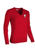 g.RYDER CUP MAYA Ryder Cup V Neck Merino Lightweight Golf Sweater - Garnet