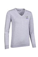 g.RYDER CUP MAYA Ryder Cup V Neck Merino Lightweight Golf Sweater - Light Grey Marl