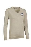 g.RYDER CUP MAYA Ryder Cup V Neck Merino Lightweight Golf Sweater - Linen Marl