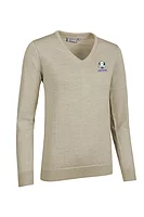 g.RYDER CUP MAYA Ryder Cup V Neck Merino Lightweight Golf Sweater - Linen Marl