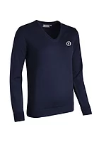 g.THE OPEN MAYA The Open V Neck Merino Lightweight Golf Sweater - Navy