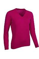 g.MAYA V Neck Merino Lightweight Golf Sweater - Raspberry
