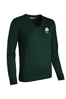 g.RYDER CUP MAYA Ryder Cup V Neck Merino Lightweight Golf Sweater - Tartan Green