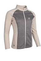 g.THE OPEN MIREN The Open Full Zip Coverstitch Panelled Midlayer Midweight Golf Jacket - Linen Mosaic