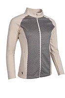 g.MIREN Full Zip Coverstitch Panelled Midlayer Midweight Golf Jacket - Linen Mosaic