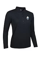 g.RYDER CUP MISHA Ryder Cup Long Sleeve Performance Pique Golf Shirt - Black
