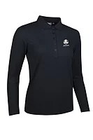 g.RYDER CUP MISHA Ryder Cup Long Sleeve Performance Pique Golf Shirt - Black