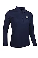 g.RYDER CUP MISHA Ryder Cup Long Sleeve Performance Pique Golf Shirt - Navy
