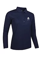 g.RYDER CUP MISHA Ryder Cup Long Sleeve Performance Pique Golf Shirt - Navy