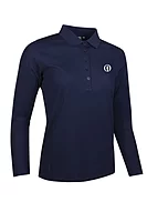 g.THE OPEN MISHA The Open Long Sleeve Performance Pique Golf Shirt - Navy