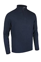 g.GEORGE Quarter Zip Tartan Placket Touch of Cashmere Lightweight Golf Sweater - Navy Marl