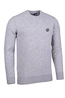 g.THE OPEN MORAR The Open Crew Neck Lambswool Midweight Golf Sweater - Light Grey Marl