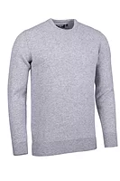 g.MORAR Crew Neck Lambswool Midweight Golf Sweater - Light Grey Marl
