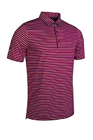 g.MUIRHEAD Pencil Stripe Performance Golf Shirt - Raspberry/White