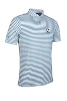 g.RYDER CUP MUIRHEAD Ryder Cup Pencil Stripe Performance Golf Shirt - White/Lagoon