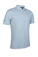 g.MUIRHEAD SALE Pencil Stripe Performance Golf Shirt Sale - White/Lagoon