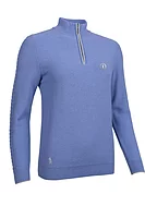 g.THE OPEN NATHALIA The Open Quarter Zip Cable Touch of Cashmere Golf Sweater - Light Blue/Silver