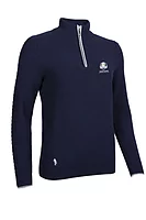 g.RYDER CUP NATHALIA Ryder Cup Quarter Zip Cable Touch of Cashmere Golf Sweater - Navy/Silver