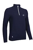 g.THE OPEN NATHALIA The Open Quarter Zip Cable Touch of Cashmere Golf Sweater - Navy/Silver