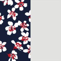 Navy/Garnet Flowers/Silver