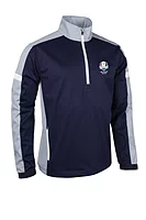 s.RYDER CUP NEVADA Ryder Cup Quarter Zip Contrast Panelled Showerproof Golf Windshirt - Navy/Silver/White