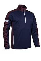 s.NEVADA Quarter Zip Contrast Panelled Showerproof Golf Windshirt - Navy/Mulberry/Silver