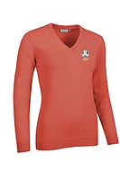 g.RYDER CUP NINA Ryder Cup V Neck Lambswool Midweight Golf Sweater - Apricot