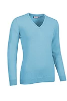 g.NINA V Neck Lambswool Midweight Golf Sweater - Aqua