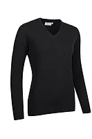 g.NINA V Neck Lambswool Midweight Golf Sweater - Black