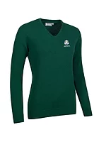 g.RYDER CUP NINA Ryder Cup V Neck Lambswool Midweight Golf Sweater - Bottle