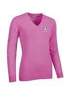 g.RYDER CUP NINA Ryder Cup V Neck Lambswool Midweight Golf Sweater - Hot Pink