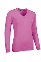 g.NINA V Neck Lambswool Midweight Golf Sweater - Hot Pink